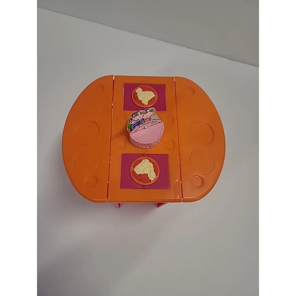 Barbie 2010 Dinner Desert Dining Table Pink Orange Drop Leaf Mattel